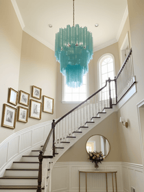 Yellow Murano Glass Tube Chandelier