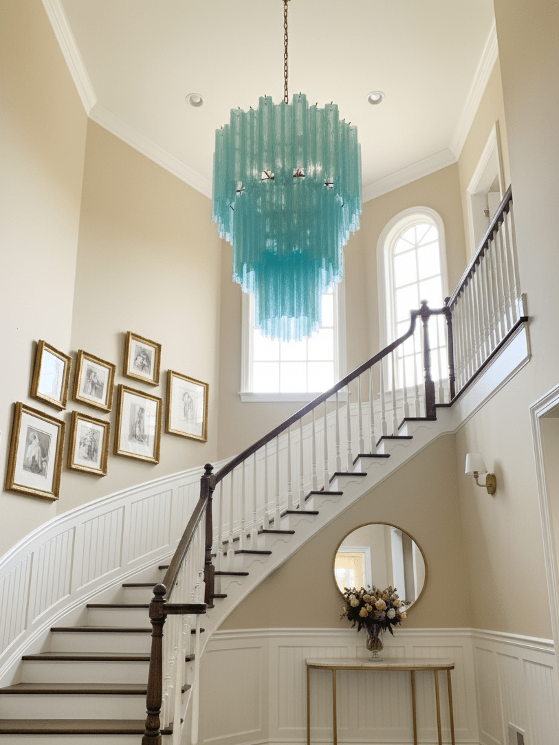 Yellow Murano Glass Tube Chandelier