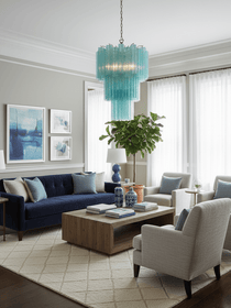 Yellow Murano Glass Tube Chandelier