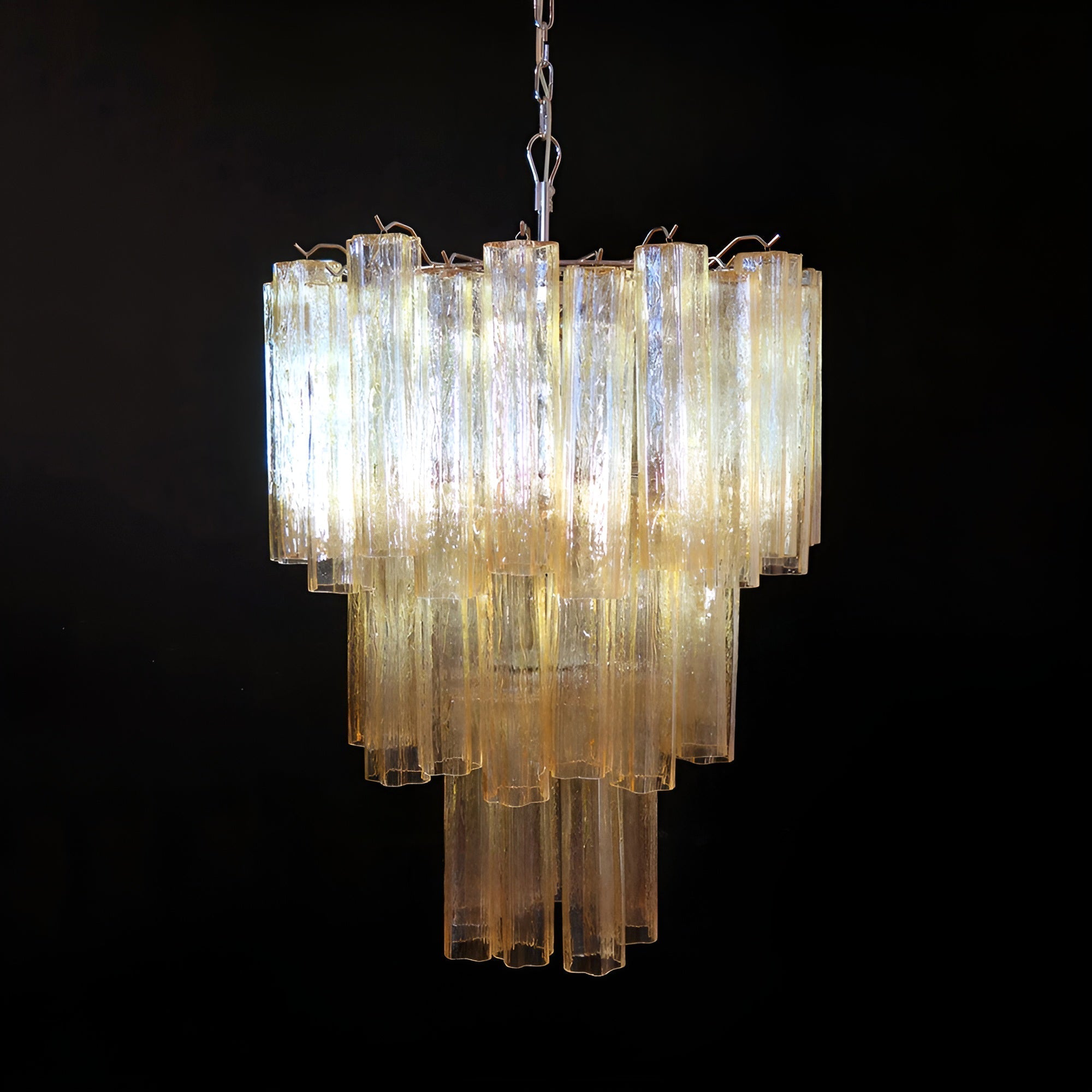 Yellow Murano Glass Tube Chandelier