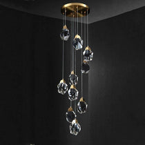 Eve Faceted Crystal Staircase Long Chandelier