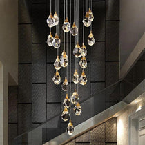 Eve Faceted Crystal Staircase Long Chandelier