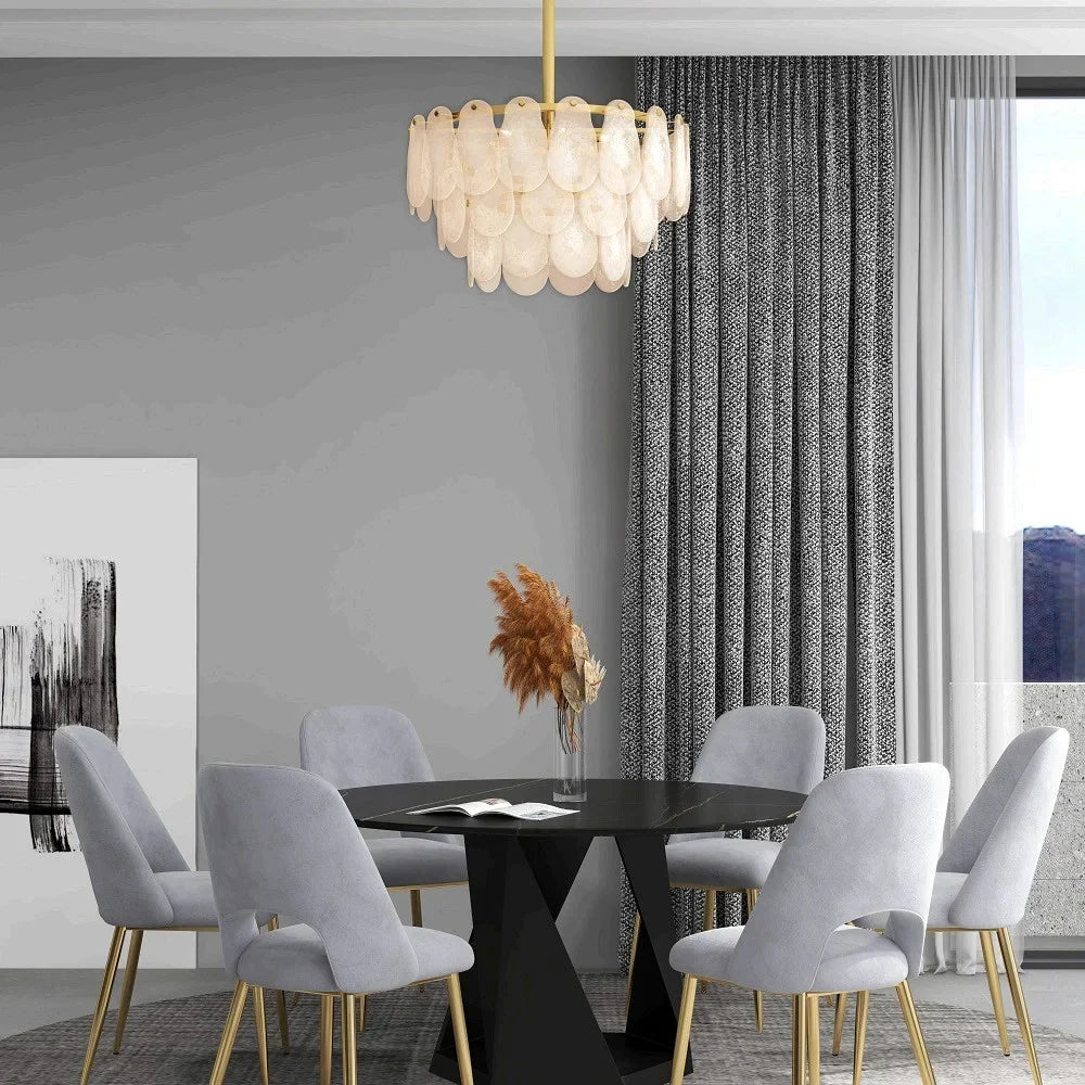 Cloude Modern 3 Tiered Cloud Glass Chandelier Adjustable Hanging Rod, 8-Light
