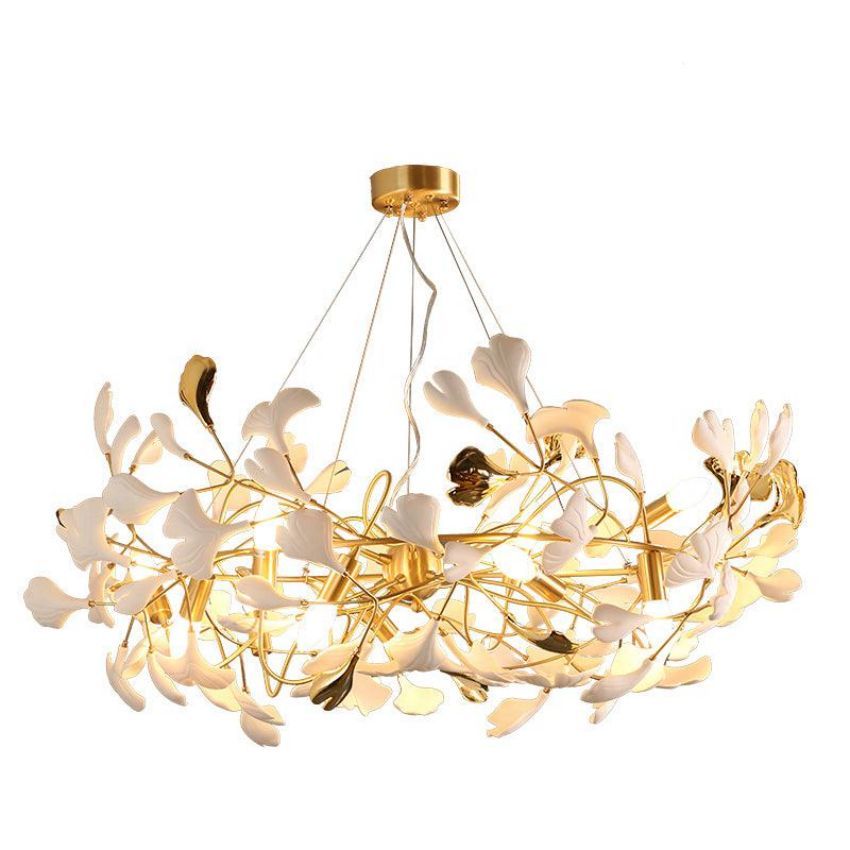 Ceramics Brass Round Branch Chandelier