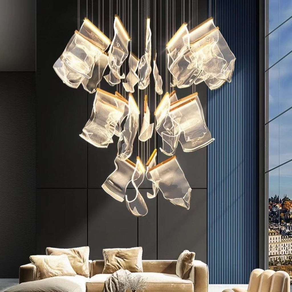 Extra Large  Modern Paper Chandelier For Staircase / Foyer Villa Hall Ceiling