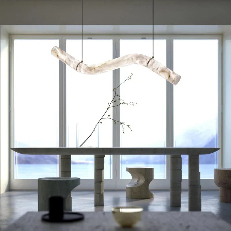 Glacera Simplicity Alabaster Curved Chandelier