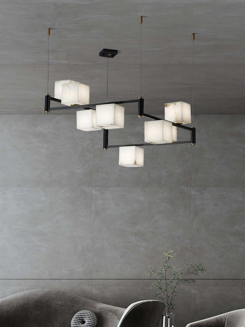 Alabaster Square Box Chandelier with 4/5/6/8/9 heads