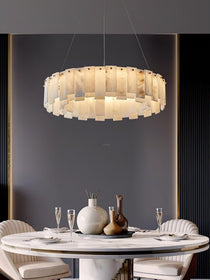 Halos Alabaster Round/Square Chandelier