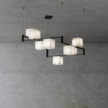 Alabaster Square Box Chandelier with 4/5/6/8/9 heads