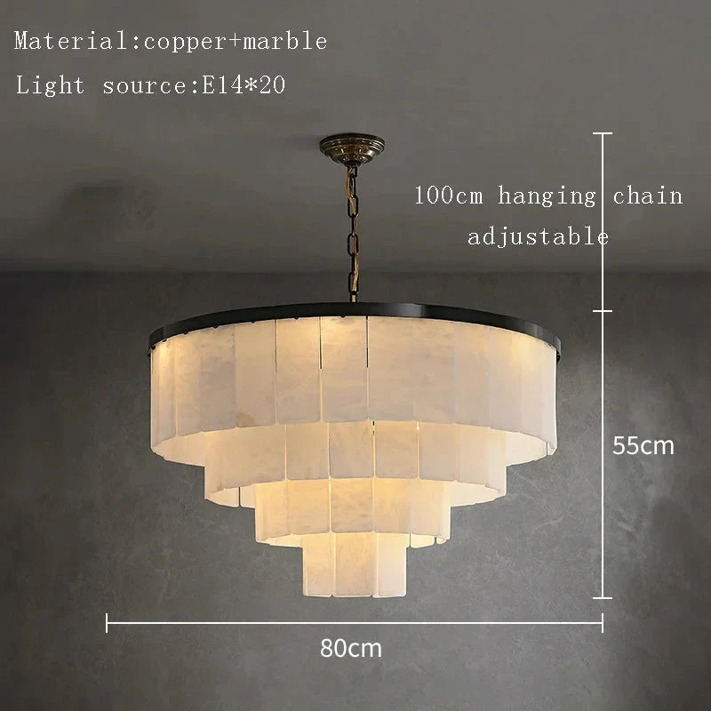 VEINA BLACK COPPER ALABASTER CHANDELIER 18" 24" 31" 43"H