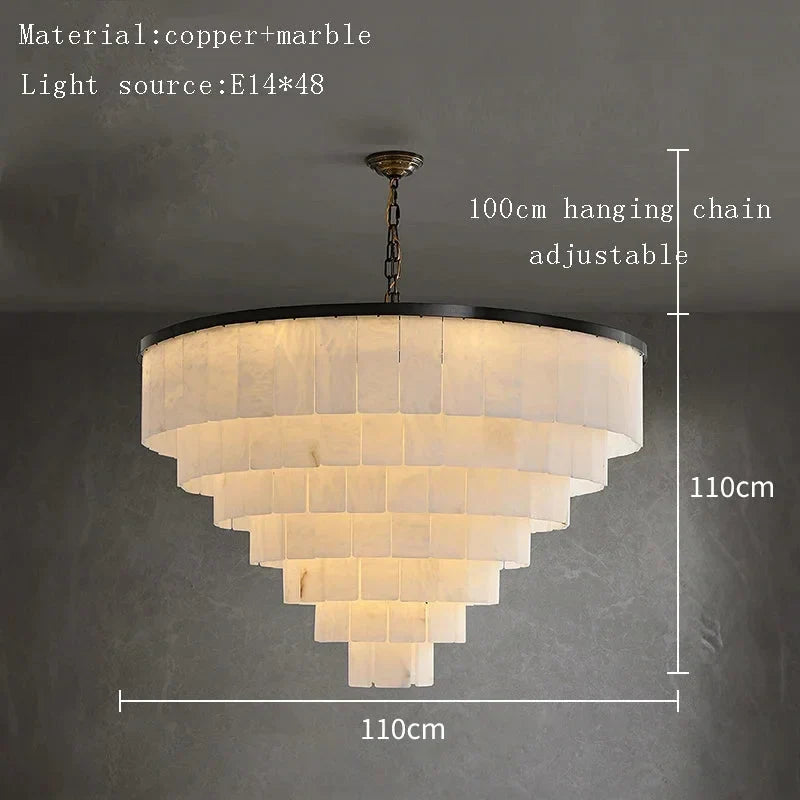 VEINA BLACK COPPER ALABASTER CHANDELIER 18" 24" 31" 43"H