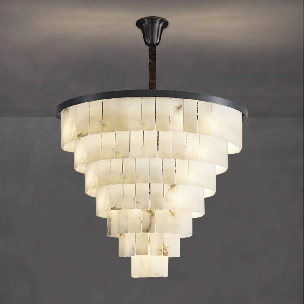 VEINA BLACK COPPER ALABASTER CHANDELIER 18" 24" 31" 43"H