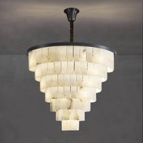 VEINA BLACK COPPER ALABASTER CHANDELIER 18" 24" 31" 43"H