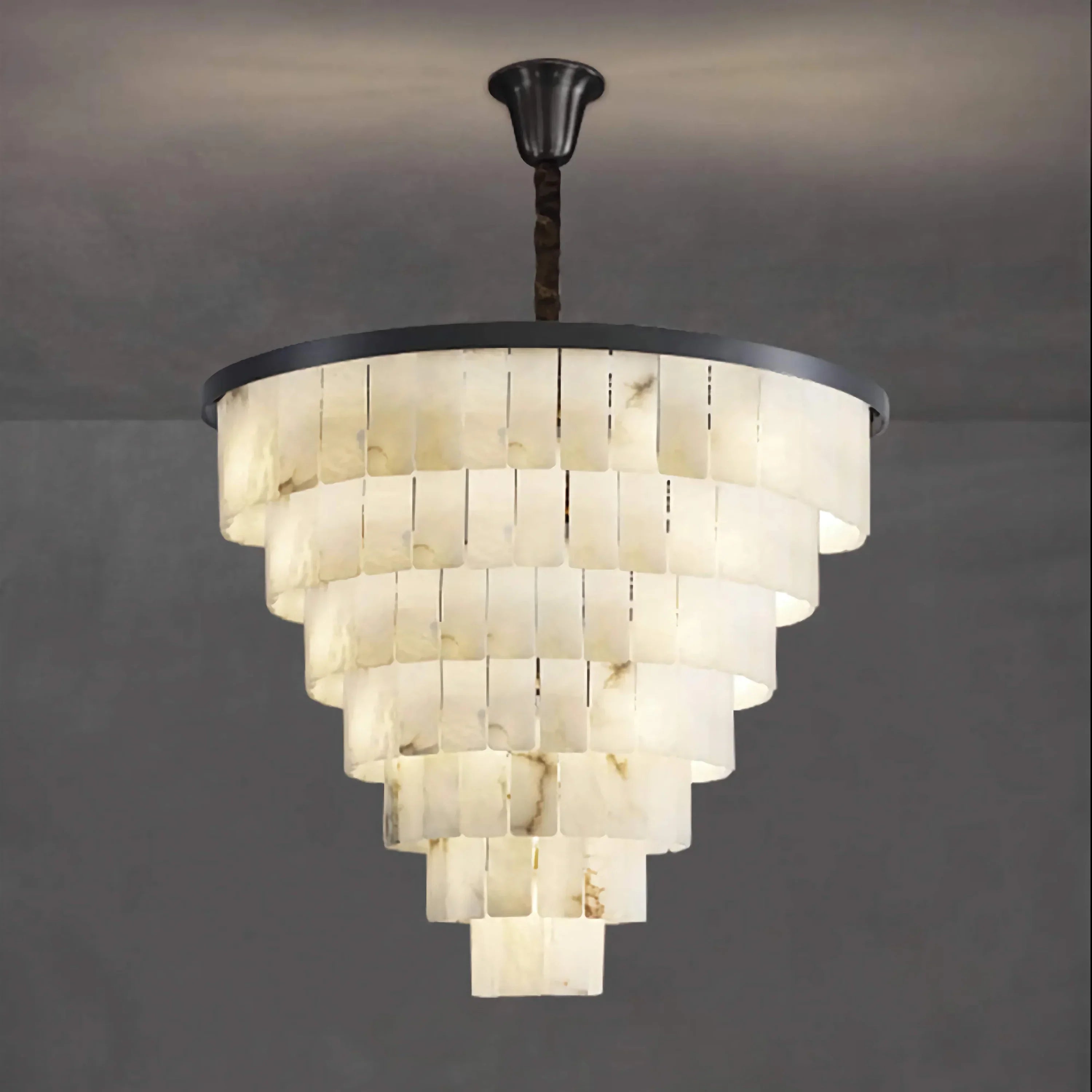 VEINA BLACK COPPER ALABASTER CHANDELIER 18" 24" 31" 43"H