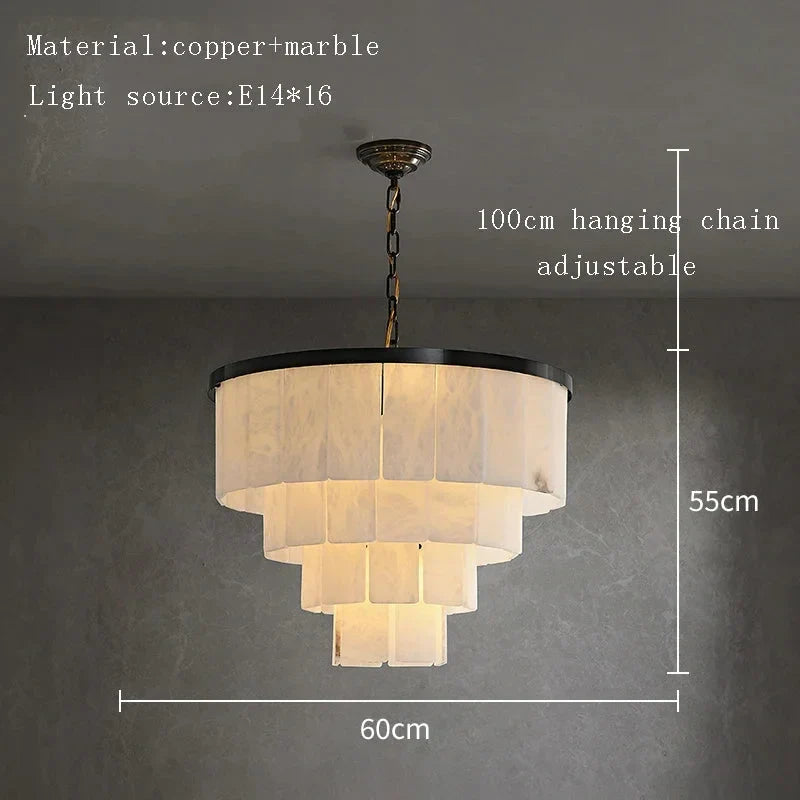 VEINA BLACK COPPER ALABASTER CHANDELIER 18" 24" 31" 43"H
