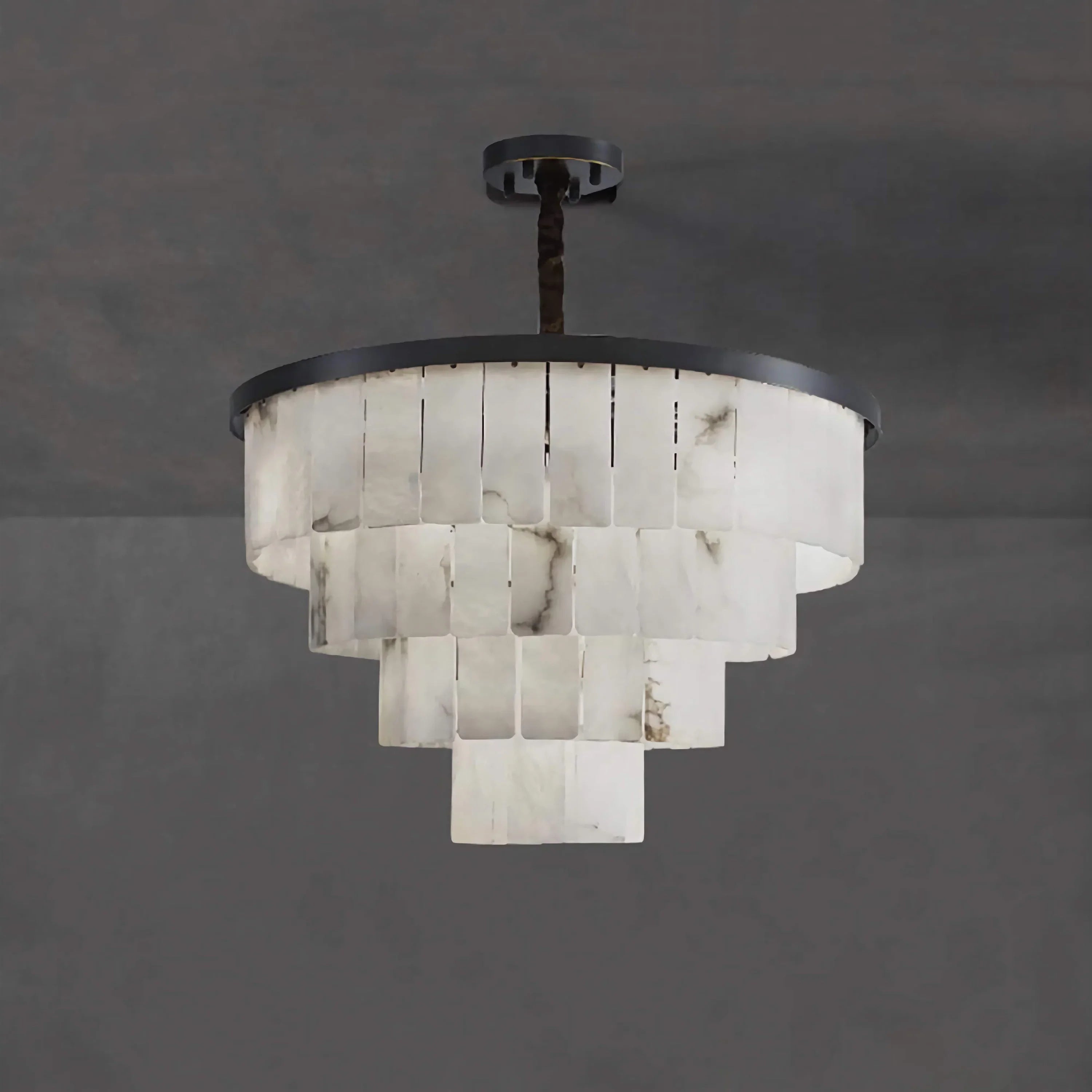 VEINA BLACK COPPER ALABASTER CHANDELIER 18" 24" 31" 43"H