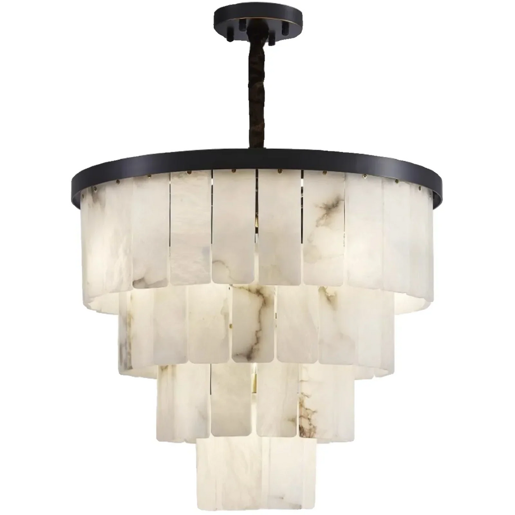 VEINA BLACK COPPER ALABASTER CHANDELIER 18" 24" 31" 43"H