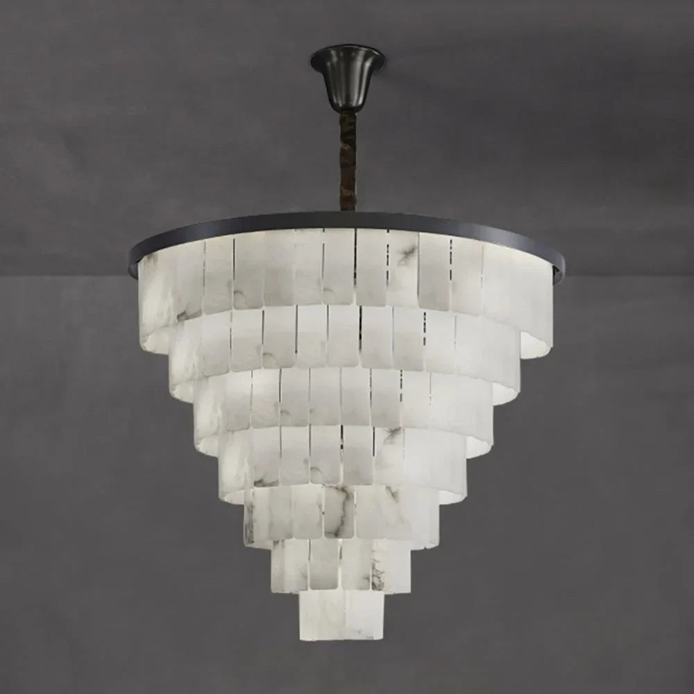 VEINA BLACK COPPER ALABASTER CHANDELIER 18" 24" 31" 43"H