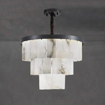 VEINA BLACK COPPER ALABASTER CHANDELIER 18" 24" 31" 43"H
