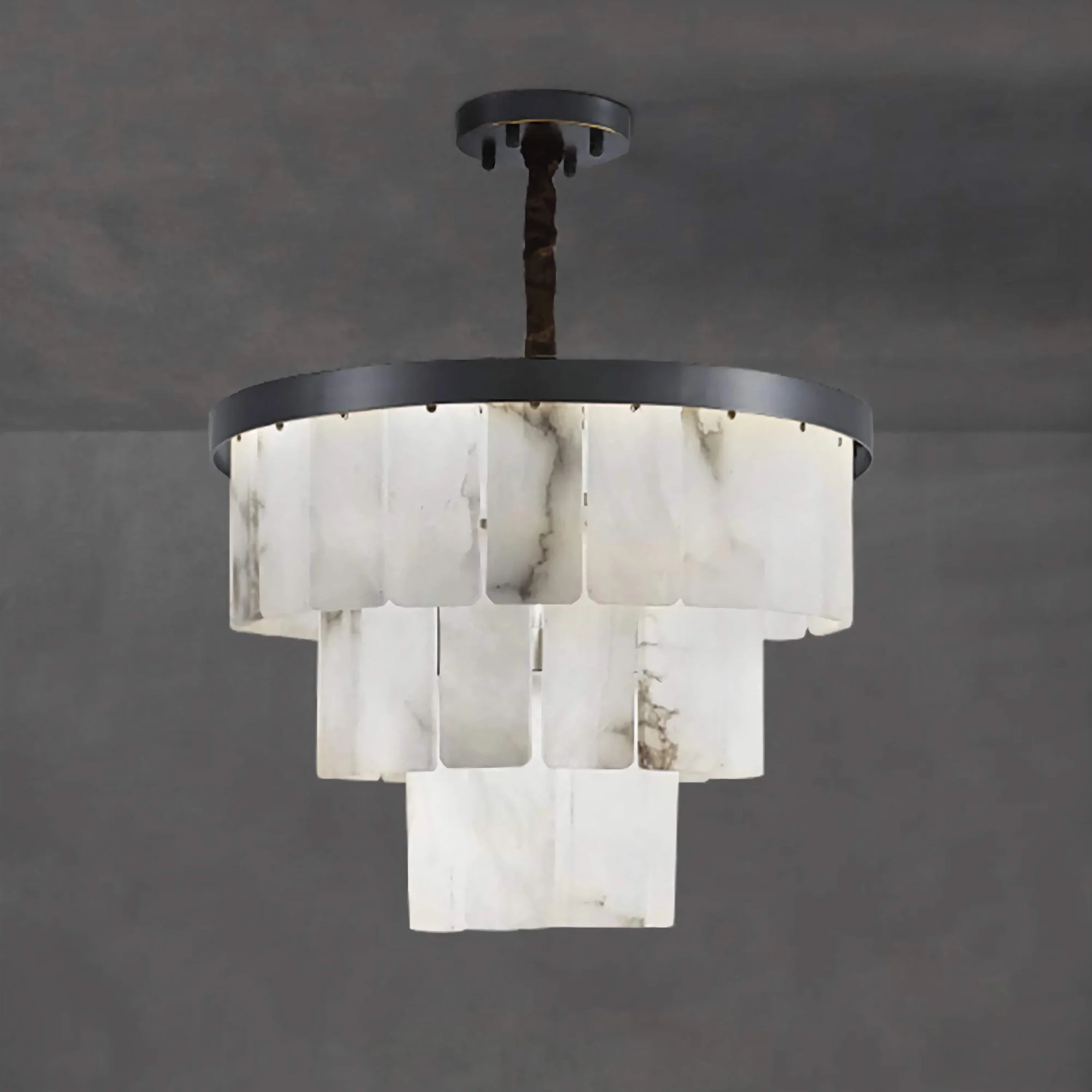 VEINA BLACK COPPER ALABASTER CHANDELIER 18" 24" 31" 43"H
