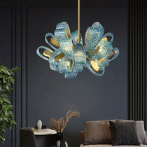 ARDEN BLUE CRYSTAL BOWS CHANDELIER 33'' 31'' 26''W