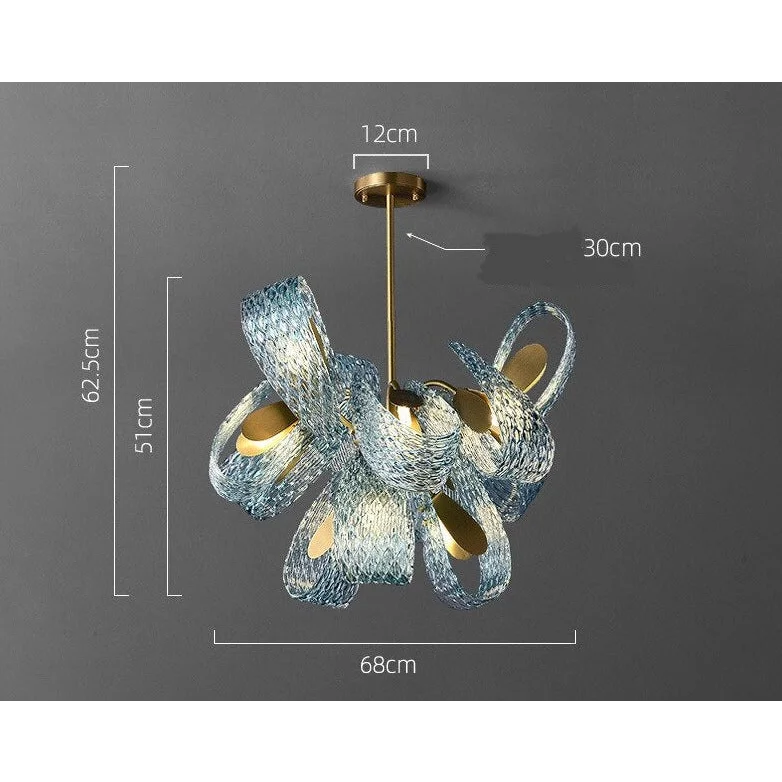 ARDEN BLUE CRYSTAL BOWS CHANDELIER 33'' 31'' 26''W