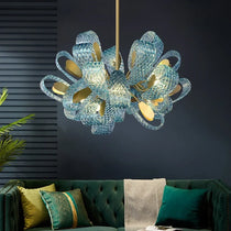 ARDEN BLUE CRYSTAL BOWS CHANDELIER 33'' 31'' 26''W