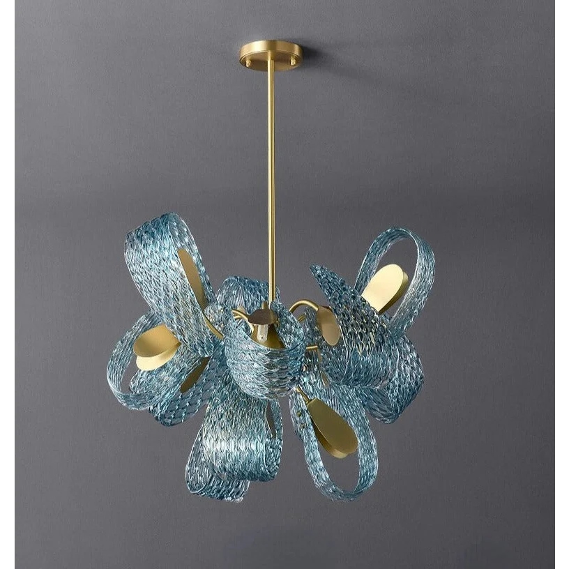 ARDEN BLUE CRYSTAL BOWS CHANDELIER 33'' 31'' 26''W