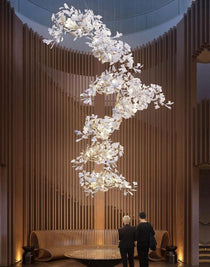 Gingko Classic Large Ceramic Flower Artistic Branch Chandelier