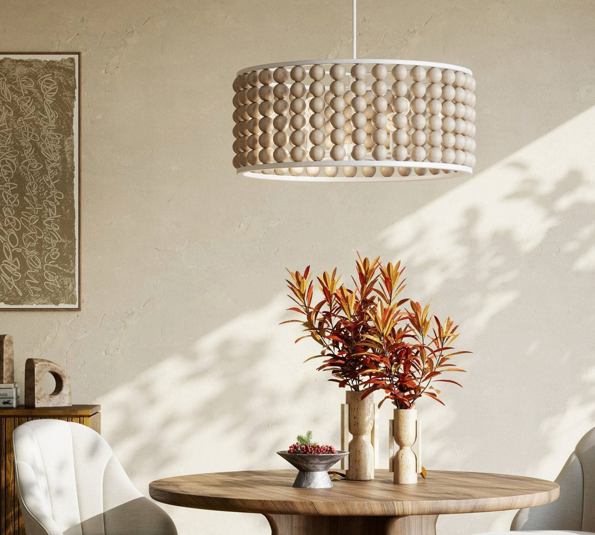 Brookbury Wood Bead Chandelier 32"