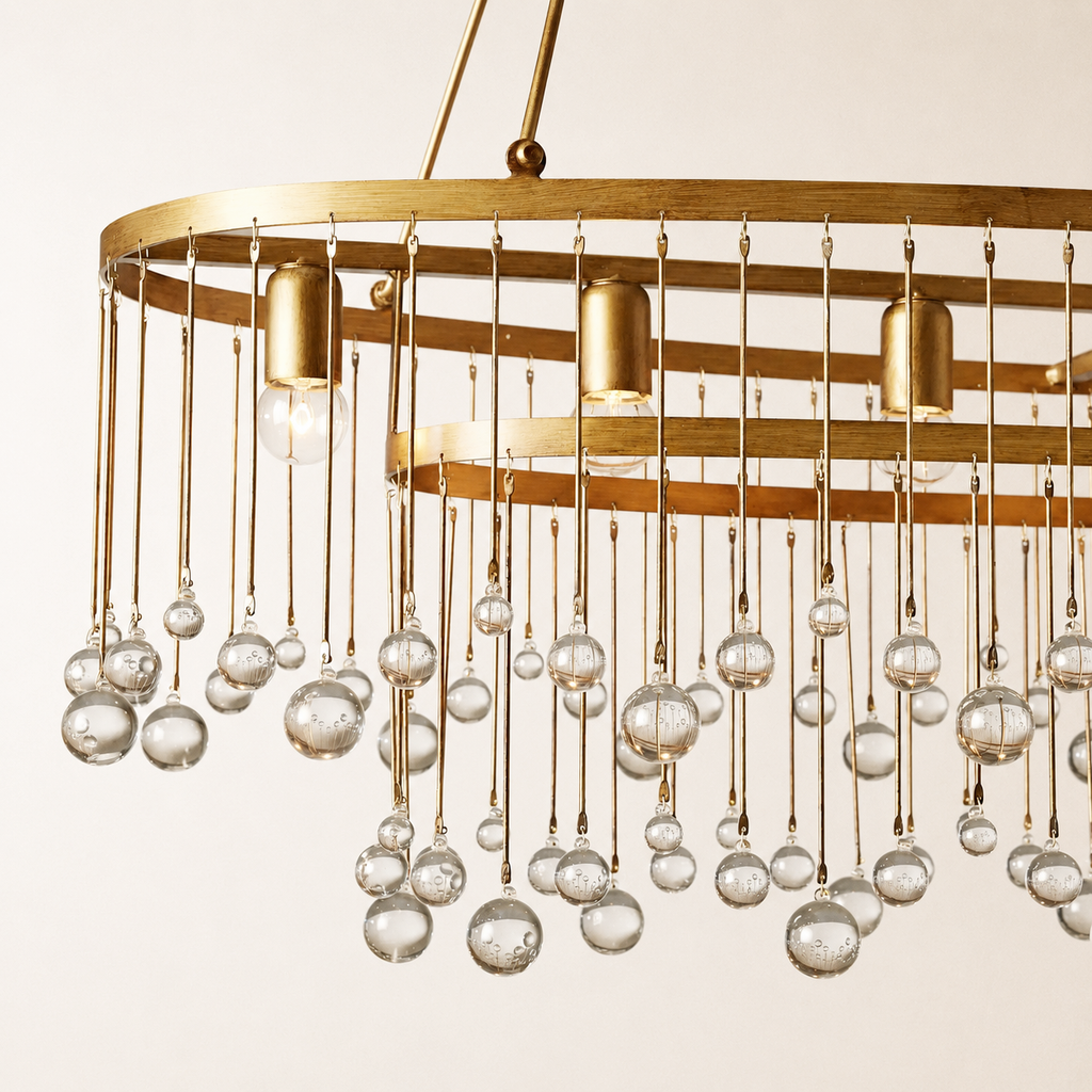 Aubrey Crystal Ball 7 Light Oval Chandelier 52"
