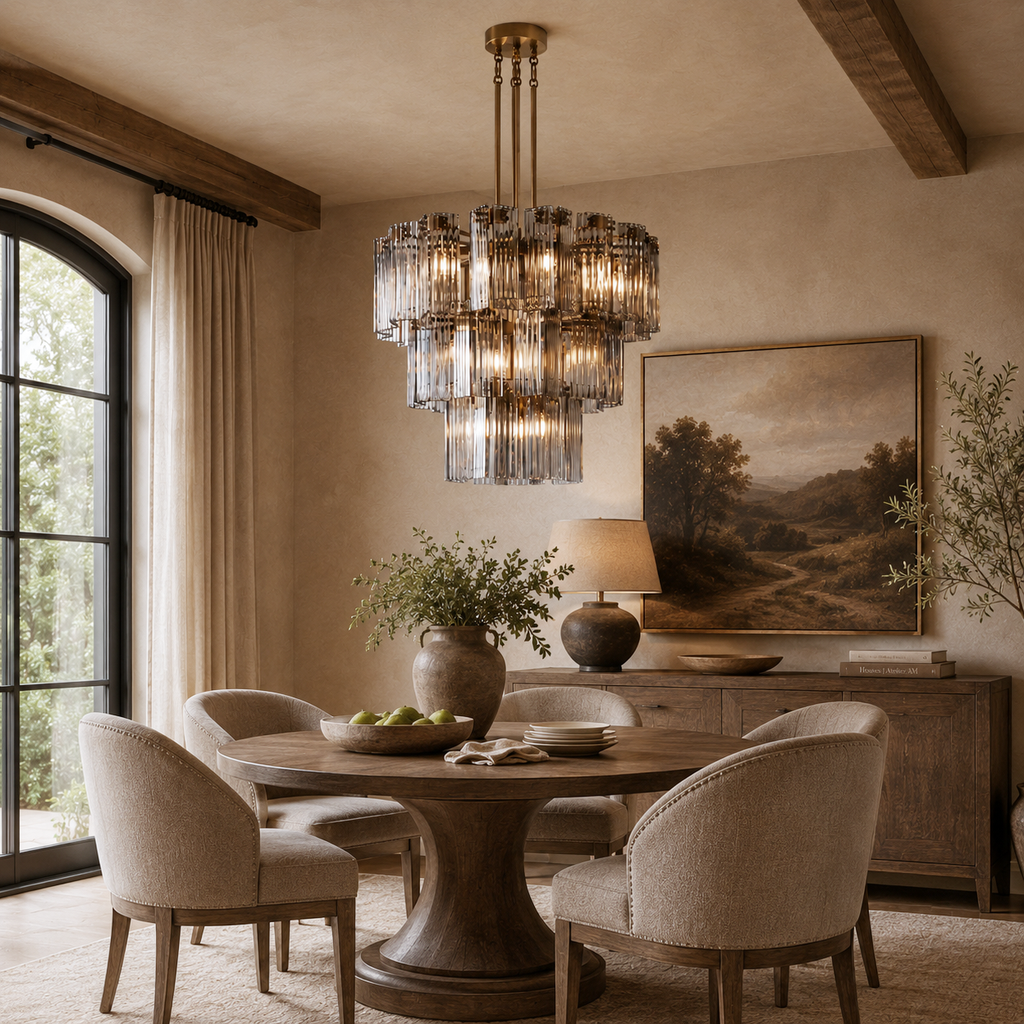 Delsie Round Glass Chandelier 38" 48" 60"