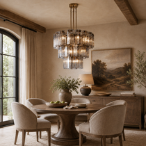 Delsie Round Glass Chandelier 38" 48" 60"