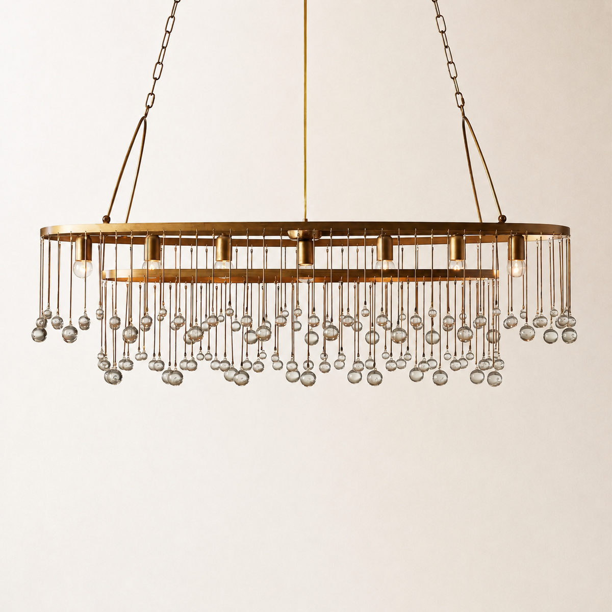 Aubrey Crystal Ball 7 Light Oval Chandelier 52" Main image