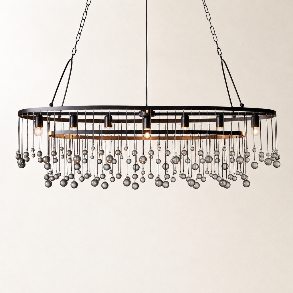 Aubrey Crystal Ball 7 Light Oval Chandelier 52"