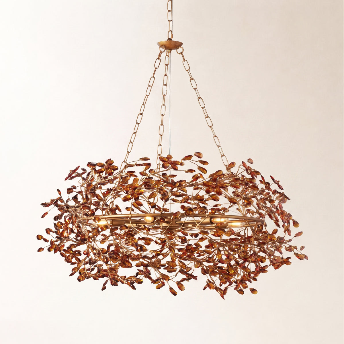 Fiore Crown Chandelier with Amber Glass Main image