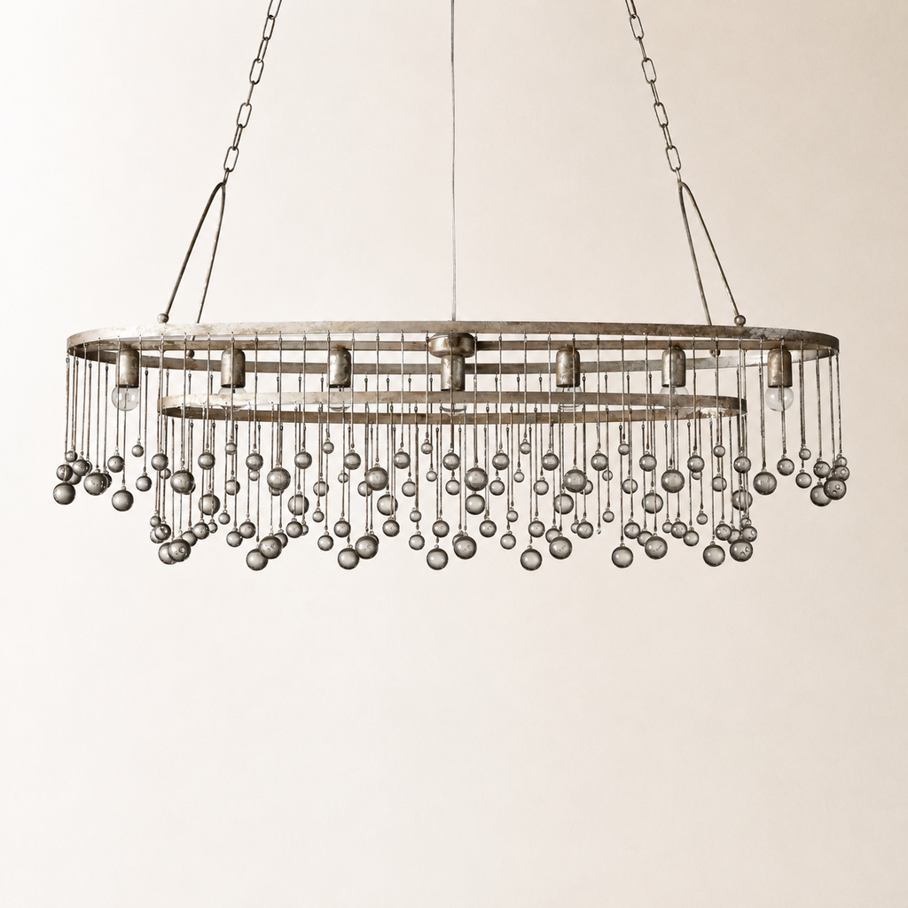 Aubrey Crystal Ball 7 Light Oval Chandelier 52"