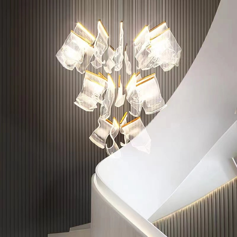 Extra Large  Modern Paper Chandelier For Staircase / Foyer Villa Hall Ceiling