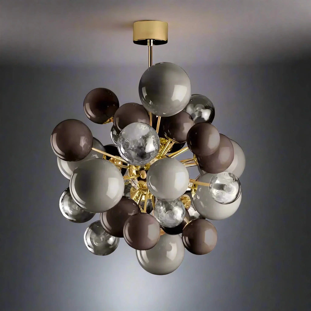 MURANO LUMINA CAFE GLASS GLOBE CHANDELIER 31.5"W