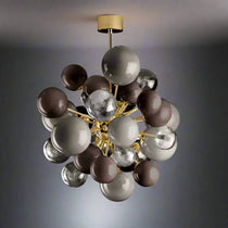 MURANO LUMINA CAFE GLASS GLOBE CHANDELIER 31.5"W