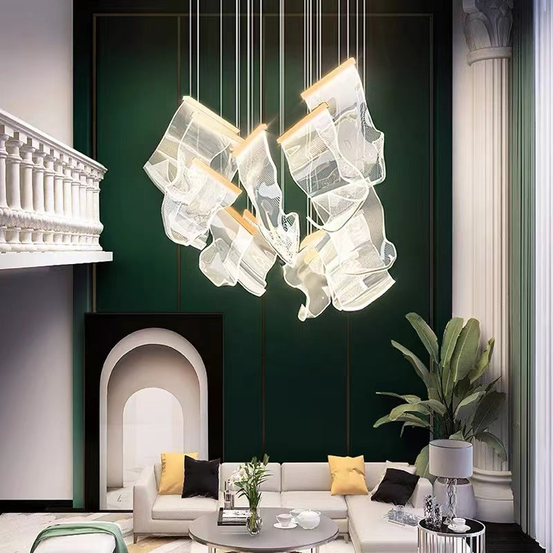 Extra Large  Modern Paper Chandelier For Staircase / Foyer Villa Hall Ceiling