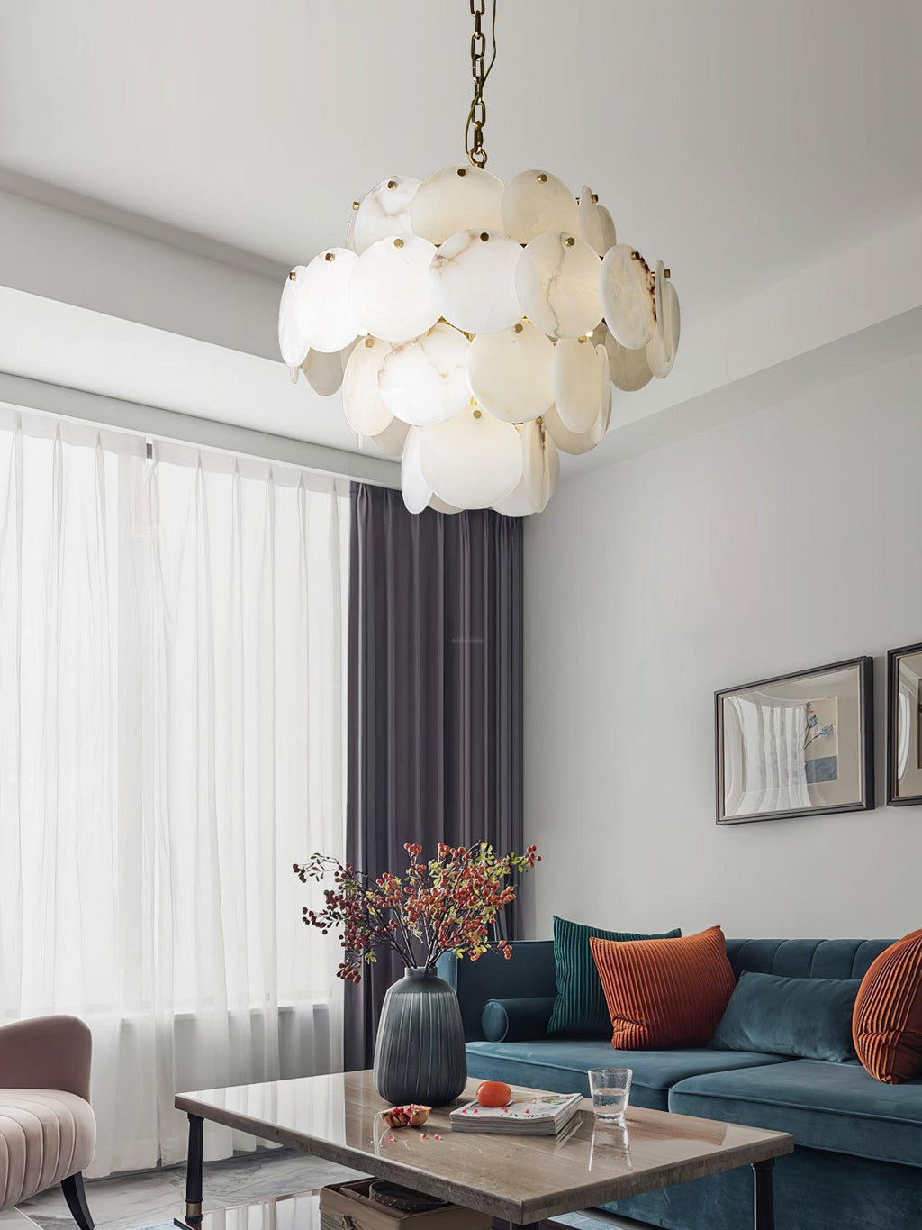 Alabaster Shell Brass Chandelier with 2/3/4/5/6 layer