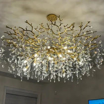 French Branch Elegant Crystal Leaves Chandelier
