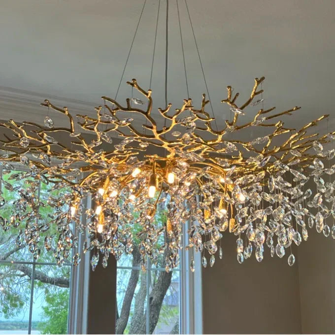 French Branch Elegant Crystal Leaves Chandelier