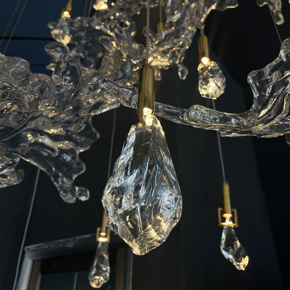 Artistic Raindrop Wave Crystal Large Chandelier Living Room Staircase Foyer