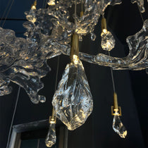 Artistic Raindrop Wave Crystal Large Chandelier Living Room Staircase Foyer