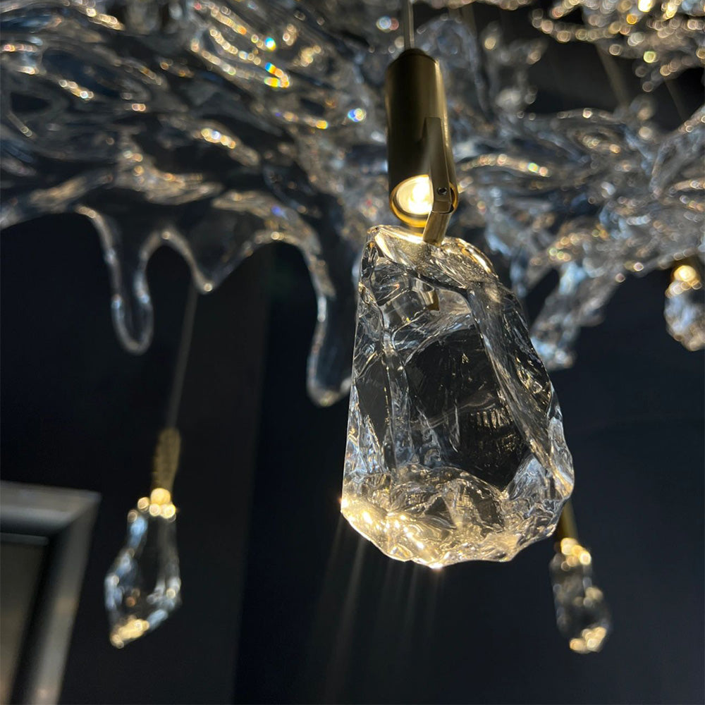 Artistic Raindrop Wave Crystal Large Chandelier Living Room Staircase Foyer