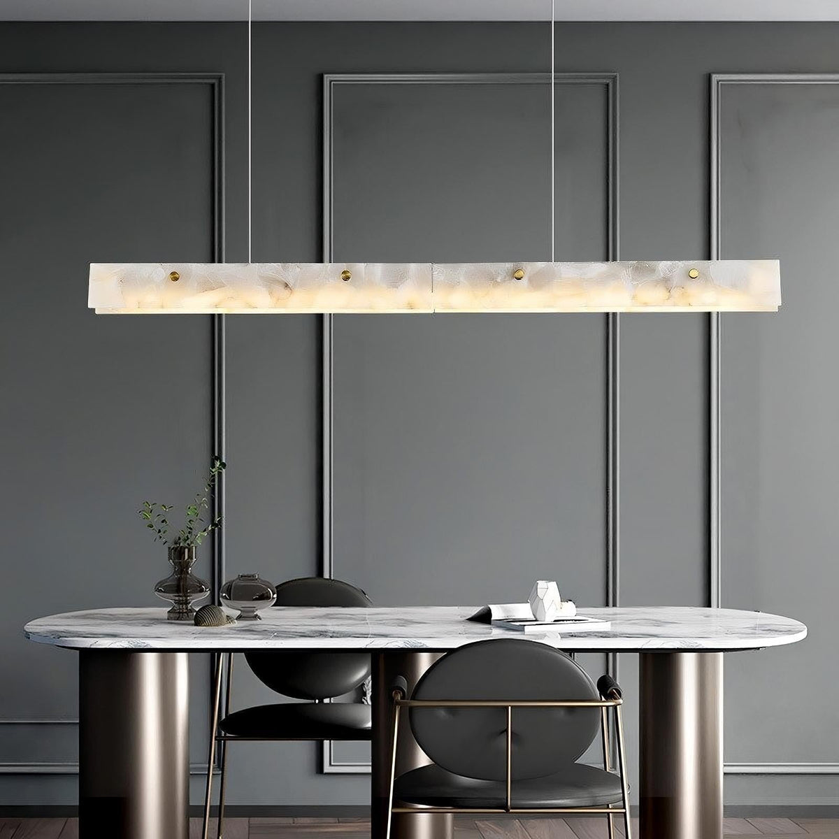 60" Natural Marble Alabaster Kitchen Island Chandelier