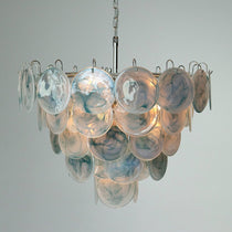 Murano Glass Blue Disks Chandelier