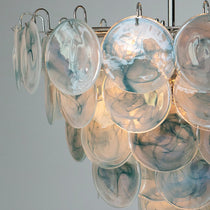 Murano Glass Blue Disks Chandelier
